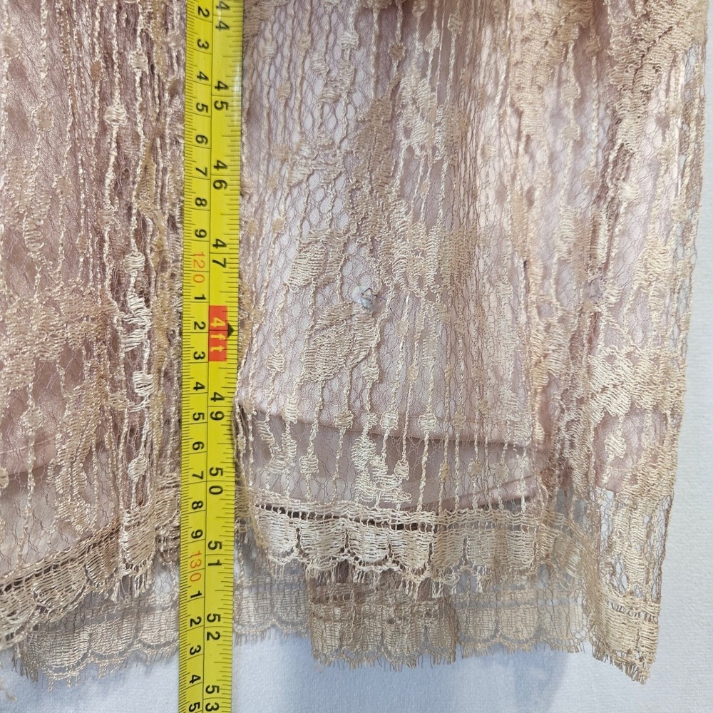 VTG Rina di Montella Lace Midi Dress 10 Champagne Sequin Beaded Cocktail Cottage - Picture 10 of 16